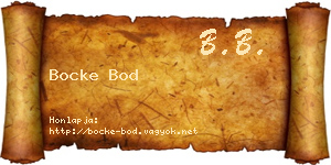 Bocke Bod névjegykártya